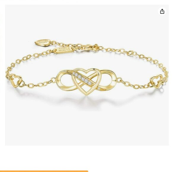 Billie Bijoux Bracelet 925 Sterling Silver Infinity Heart White Gold Plated - Picture 9 of 9